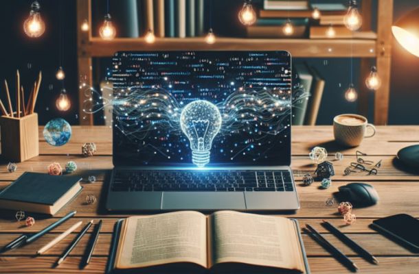 Una visualización profesional de las cinco herramientas analizadas: NotebookLM, Perplexity, Grammarly, Canva y DeepL Write, presentadas como un sistema modular de IA para estudiar y mejorar la productividad académica.