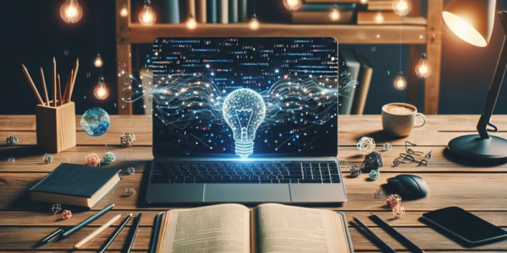 Una visualización profesional de las cinco herramientas analizadas: NotebookLM, Perplexity, Grammarly, Canva y DeepL Write, presentadas como un sistema modular de IA para estudiar y mejorar la productividad académica.
